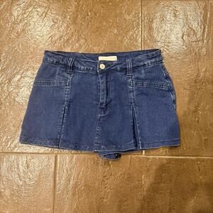 Dark blue denim mini skort